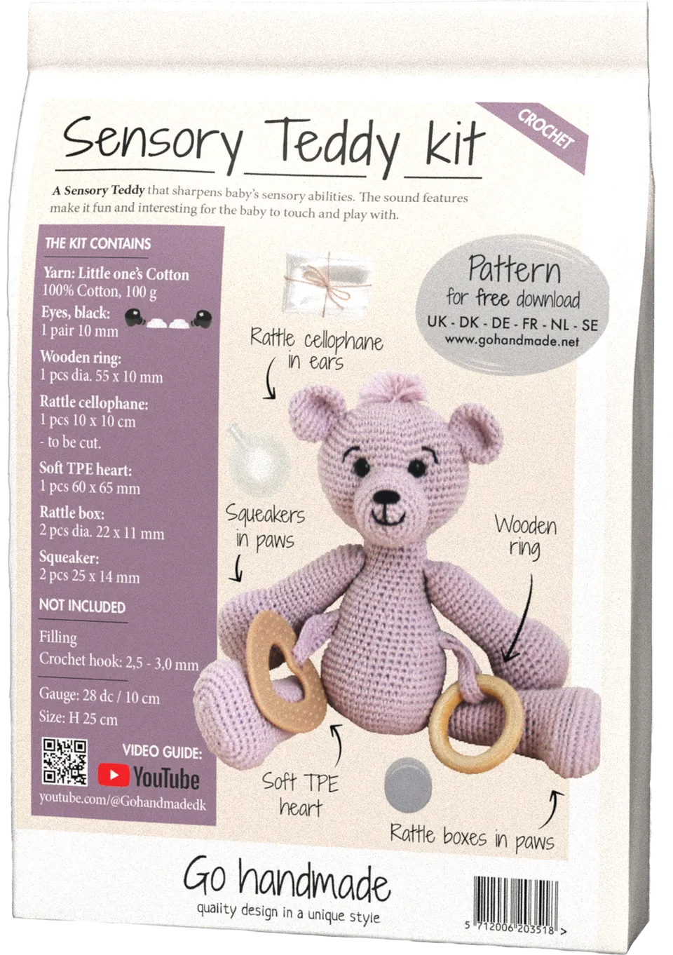 Go Handmade Sanse Teddy heklesett lys lilla