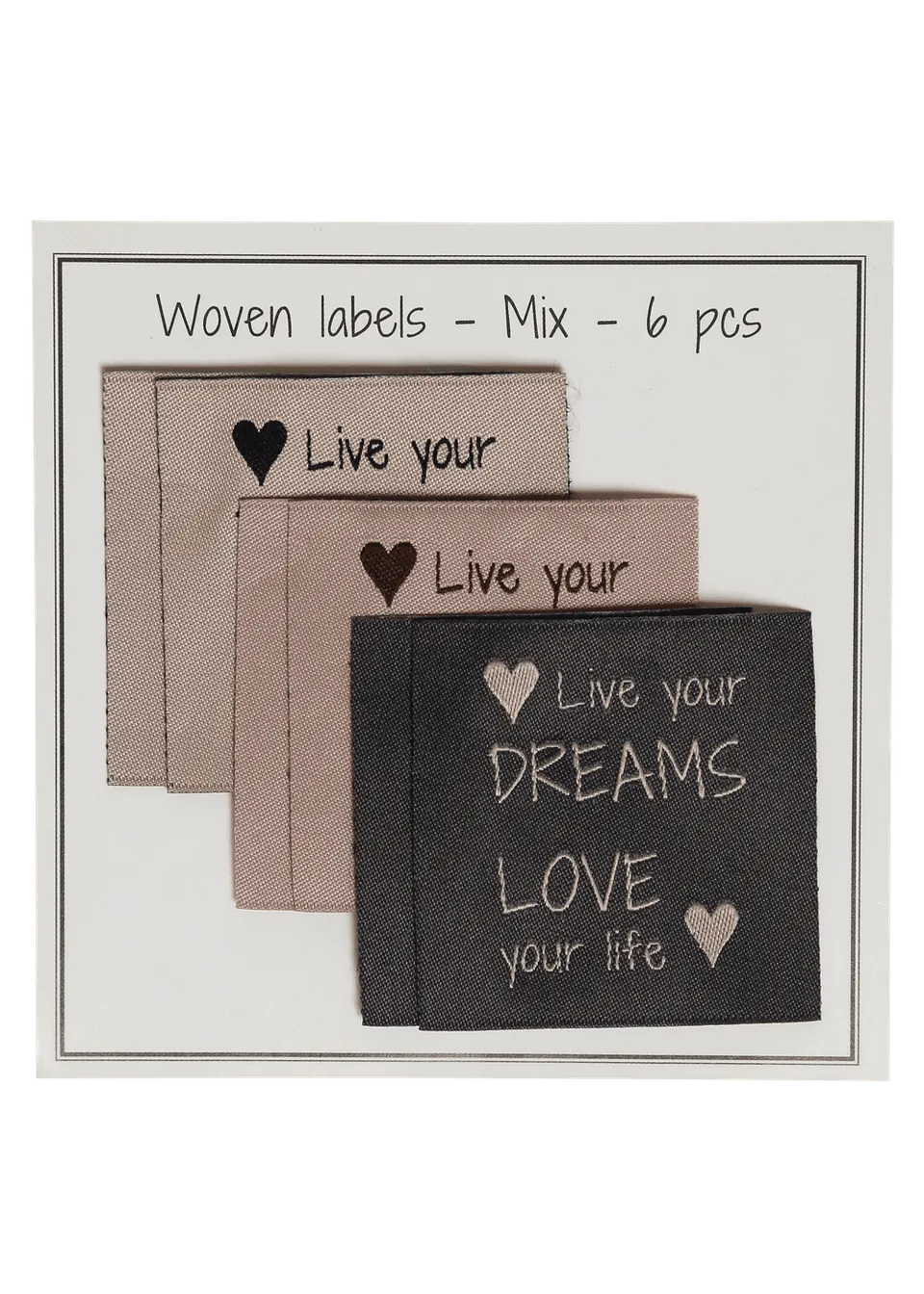 Go Handmade Live your dreams vevd merkelapp 6 stk 40 mm mix