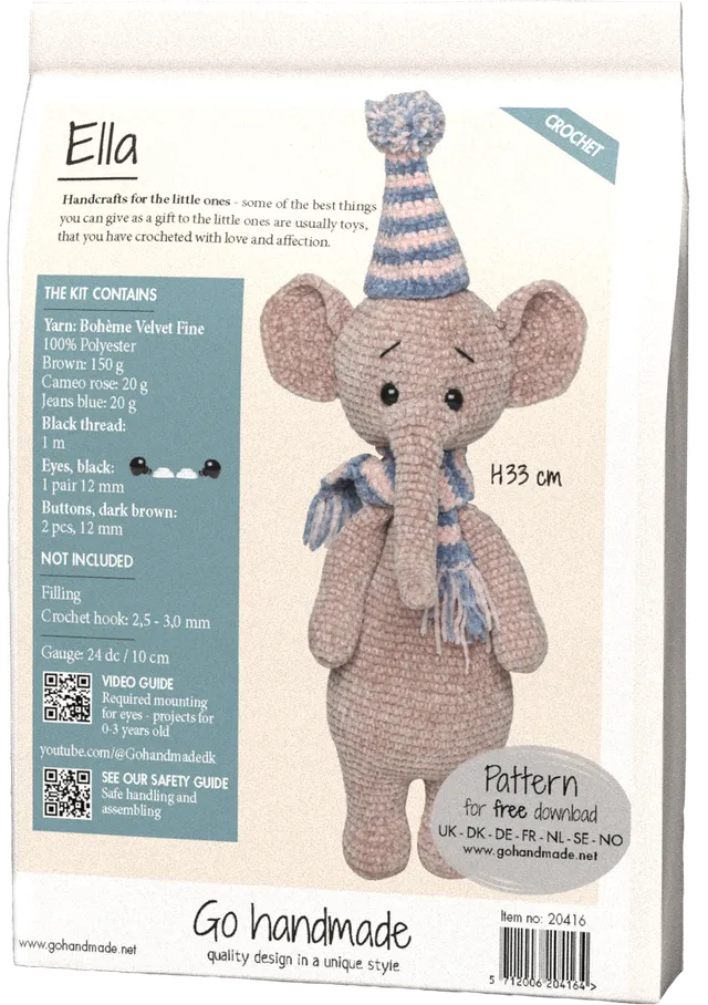 Go Handmade Ella H33 cm heklesett brun