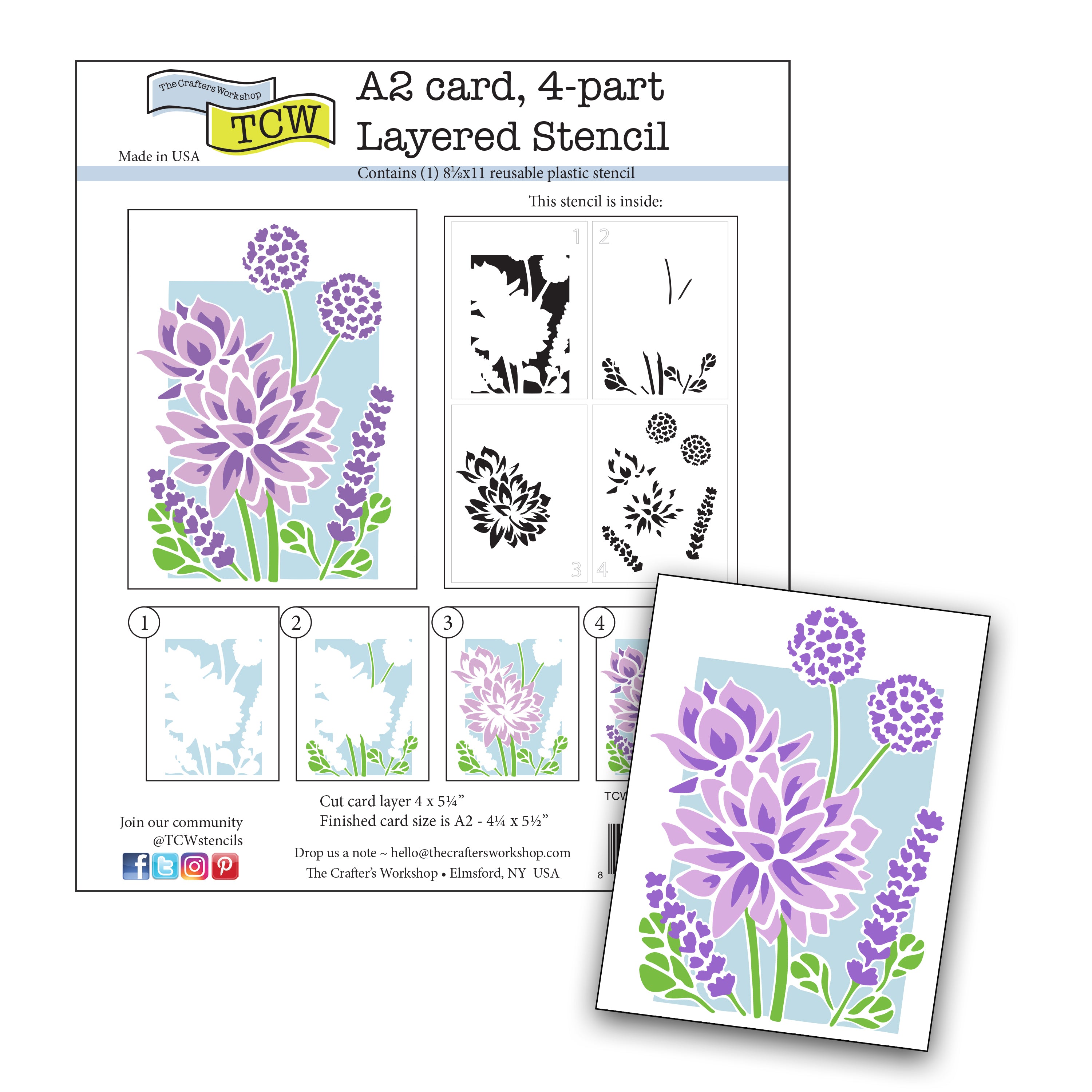 The Crafters Workshop TCW6065 Lotus Bouquet sjablong A2 lagdelt