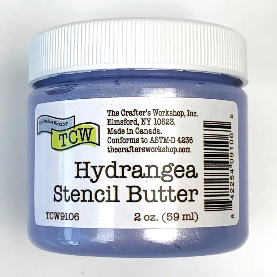 The Crafters Workshop Stencil Butter Hydrangea stencilpasta 2 oz shimmer