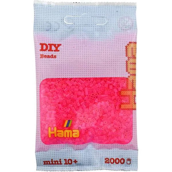 Hama Mini perler neonrosa 2000 stk små