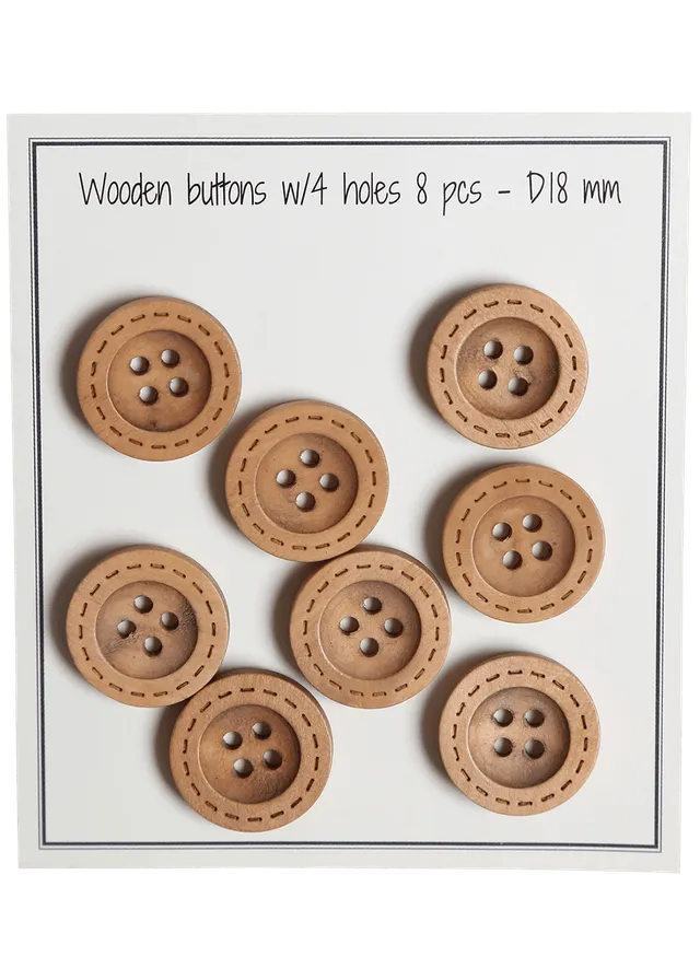 Go Handmade Stitches D18 mm knapper natural 8 stk