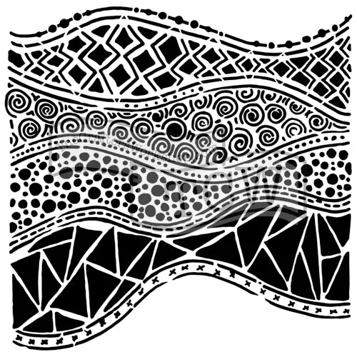 The Crafters Workshop TCW743 Crazy Waves sjablong 6x6 bølger