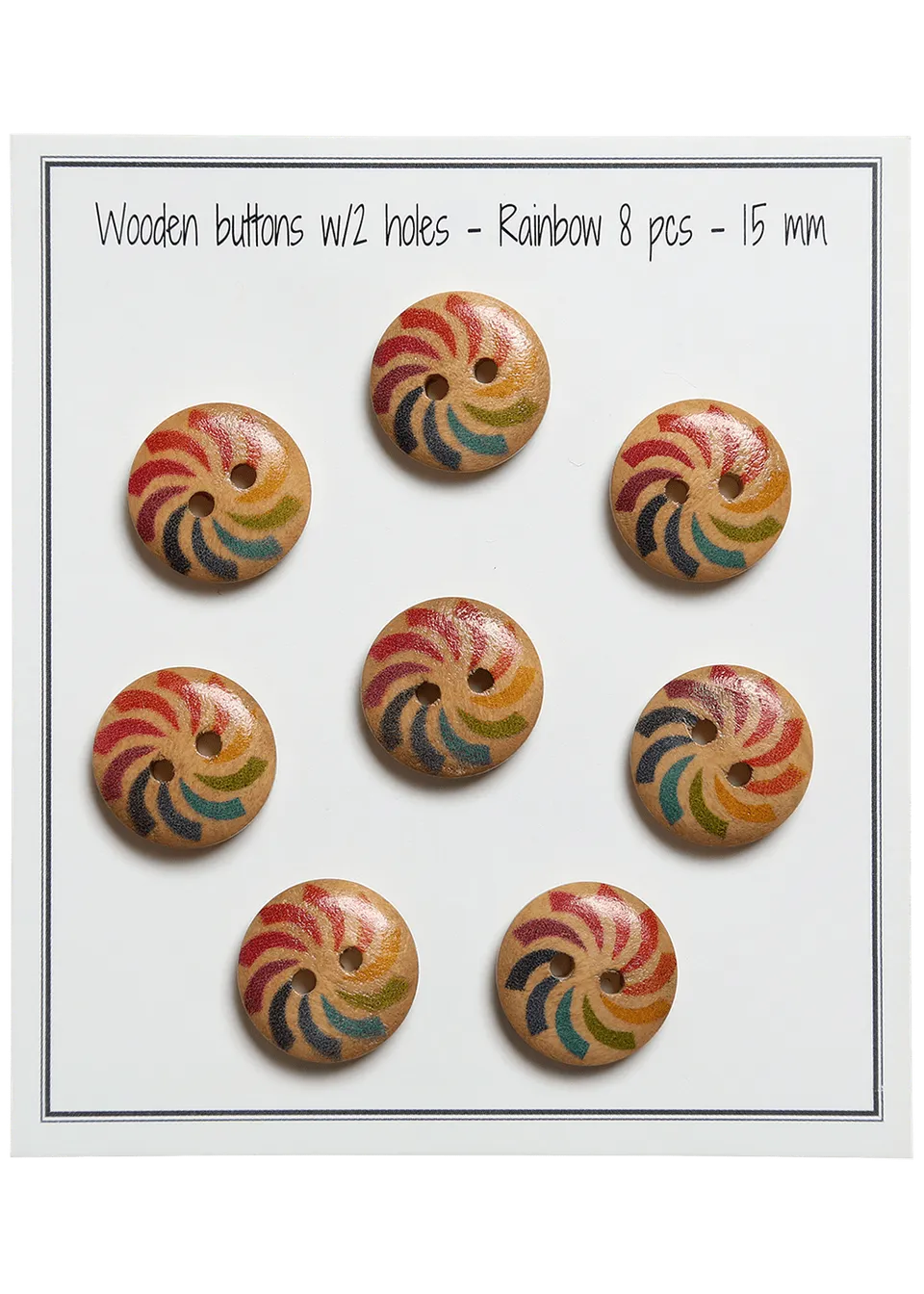 Go Handmade Rainbow knapper 15 mm 8 stk regnbue