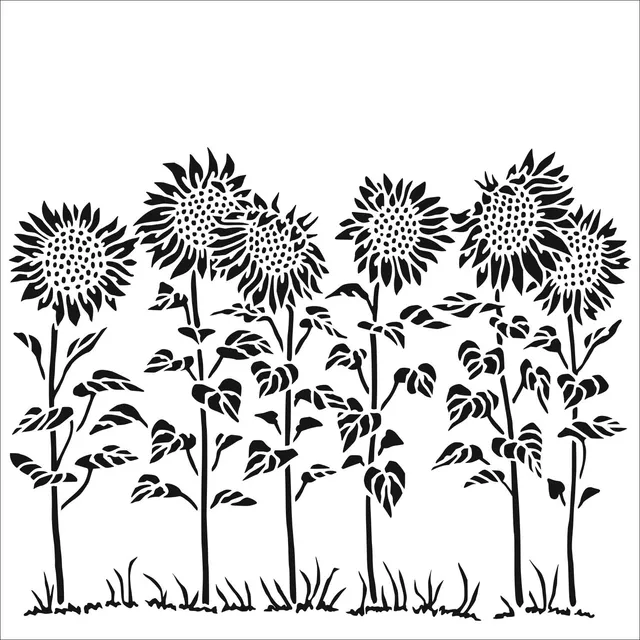 The Crafters Workshop TCW863 Sunflower Meadow sjablong 15x15 cm