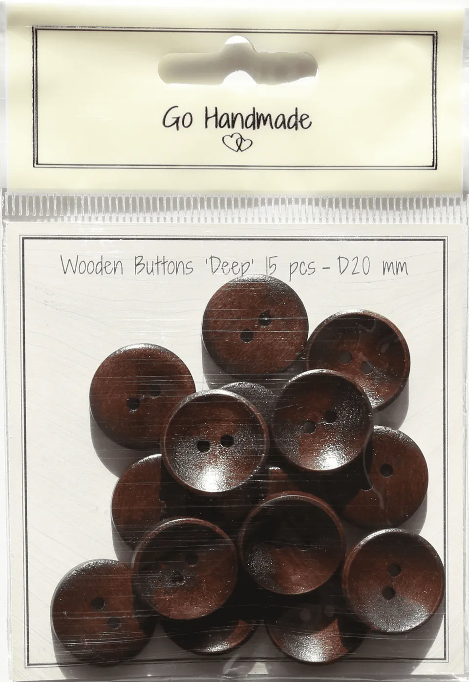 Go Handmade Deep knapper 20 mm brun 15 stk