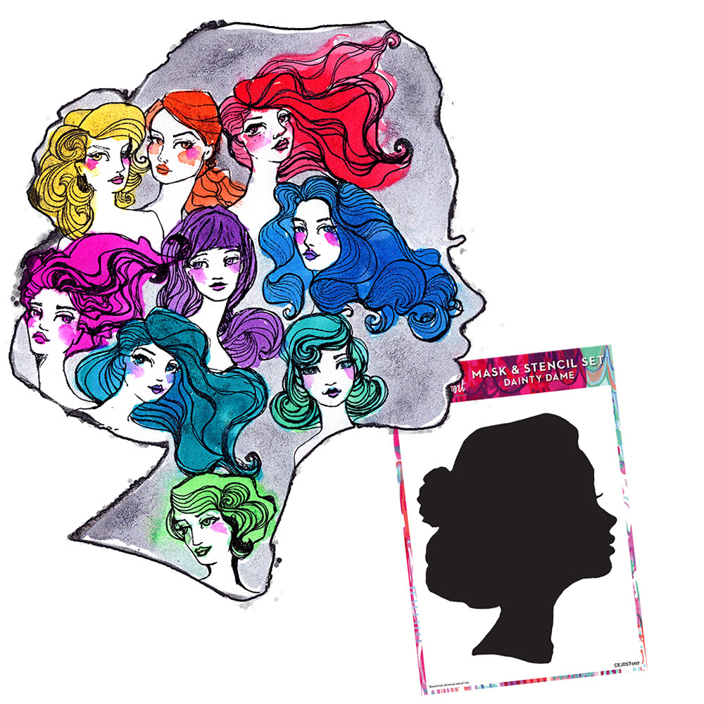 Jane Davenport Dainty Dame sjablongsett 2-delt med maske
