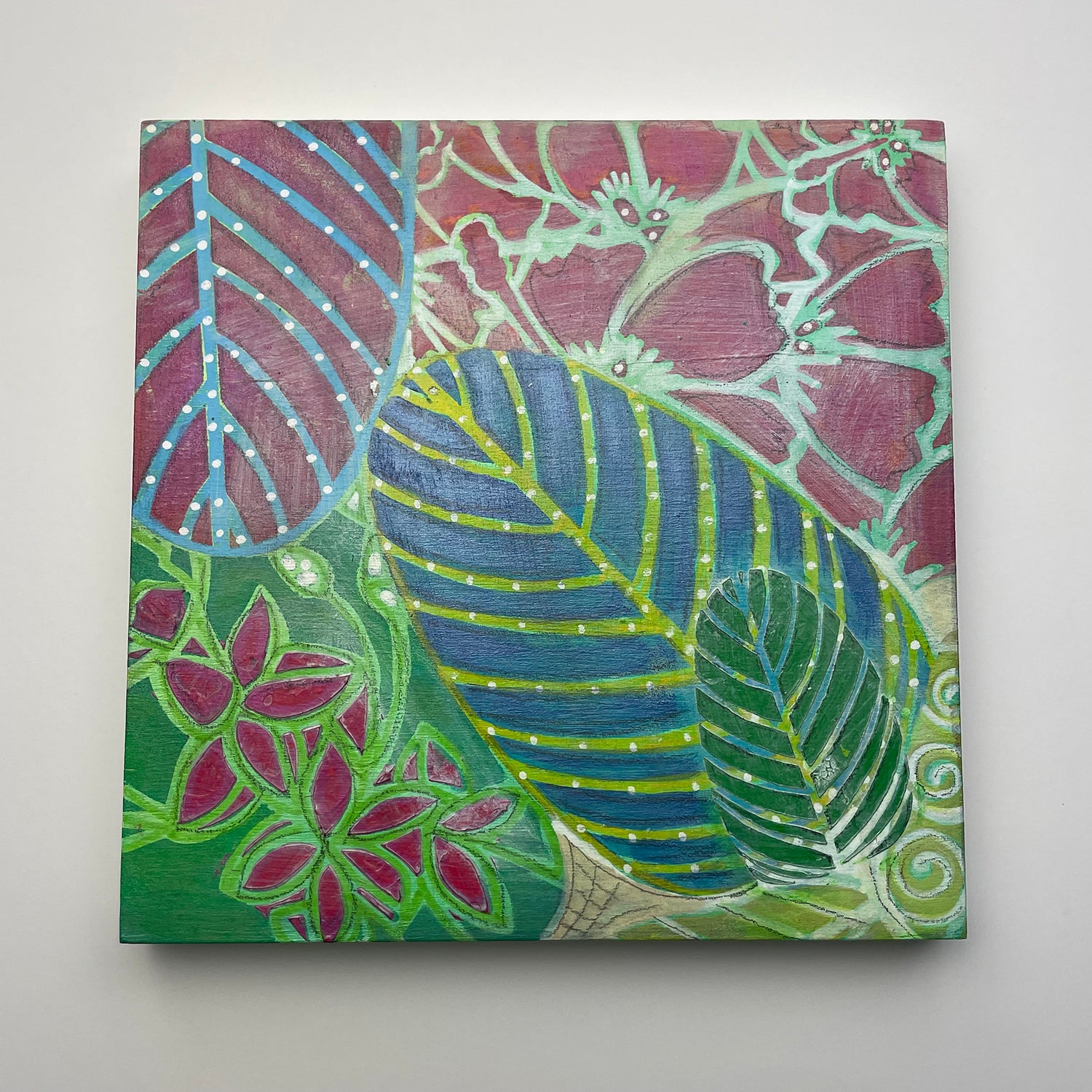 The Crafters Workshop TCW1048 Botanical Squares stencil 6x6 blomster