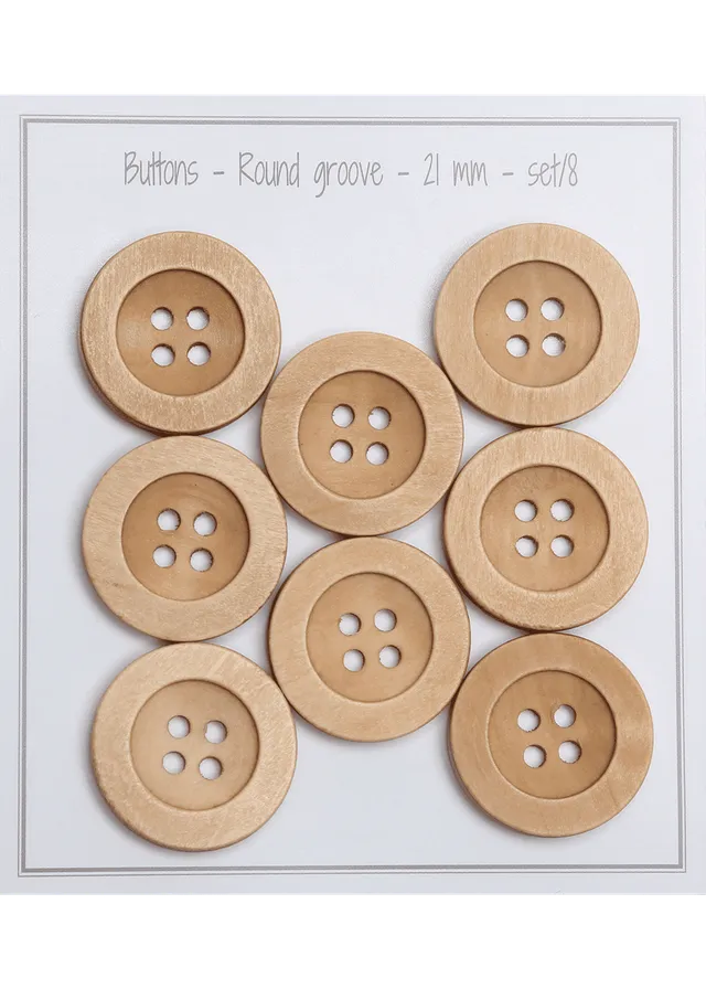 Go Handmade Round groove 21 mm treperler natur 8 stk med spor