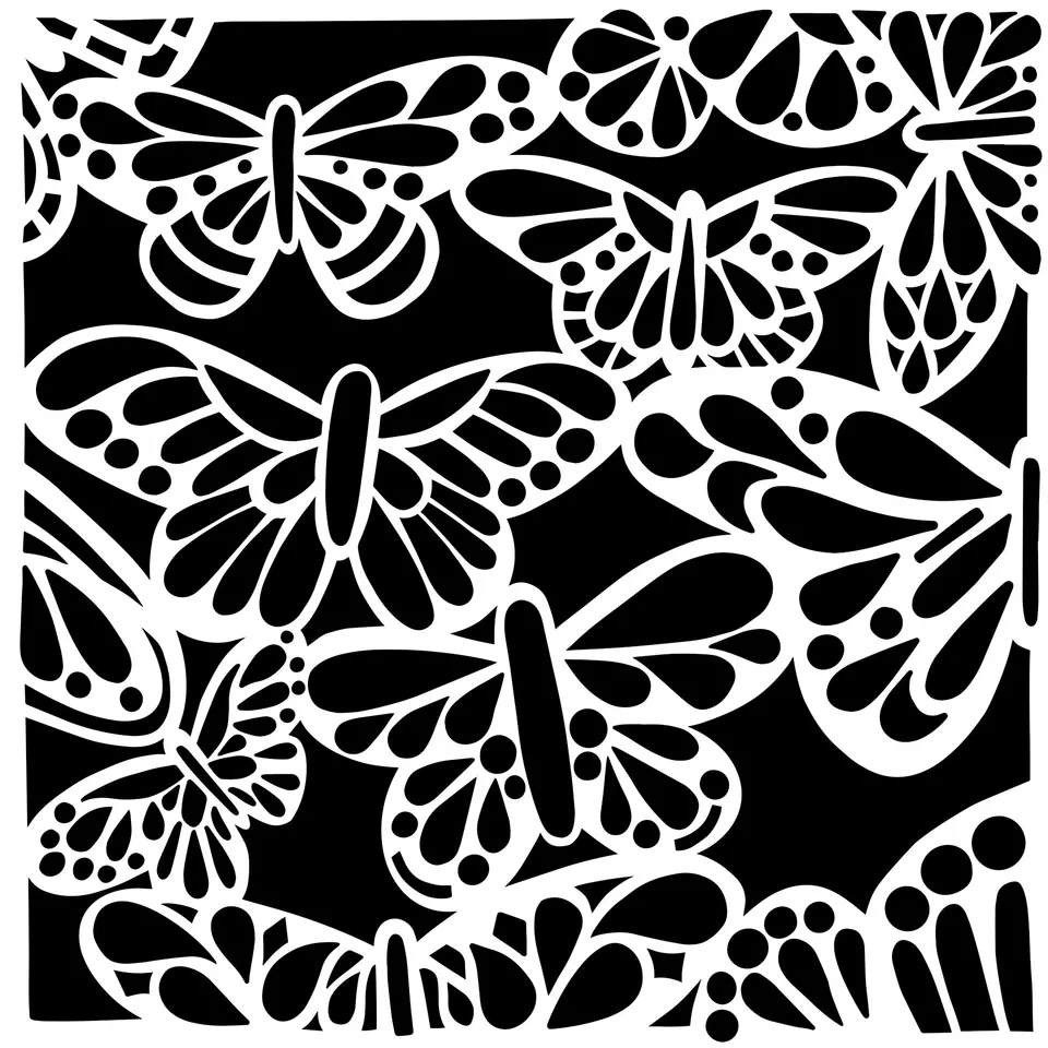 The Crafters Workshop TCW1081 Butterfly Bounty sjablong 15x15 cm sommerfugl