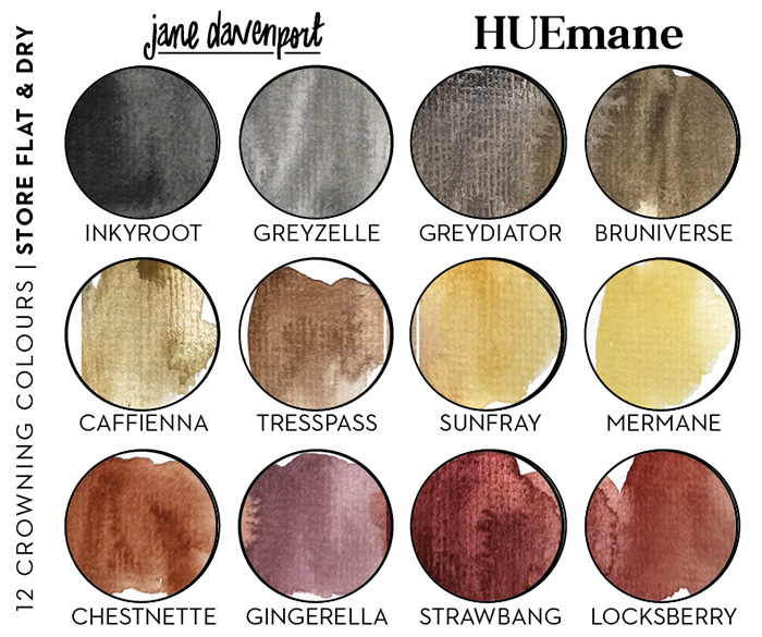 Jane Davenport HUEmane Pocket Palette akvarellpalett 12 farger
