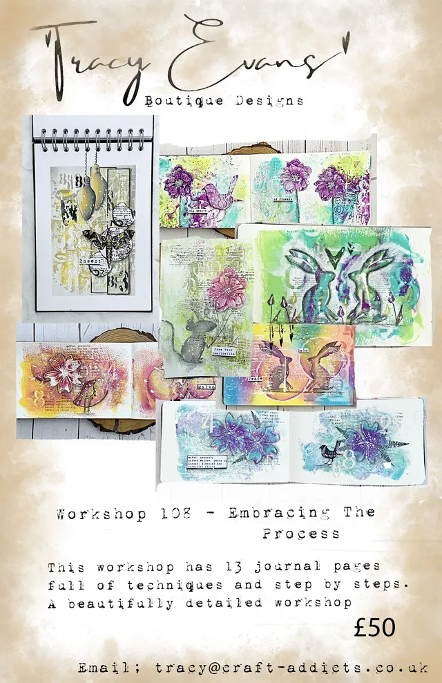 Tracy Evans Design Workshop 108 nettkurs 13 journalsider mixed media