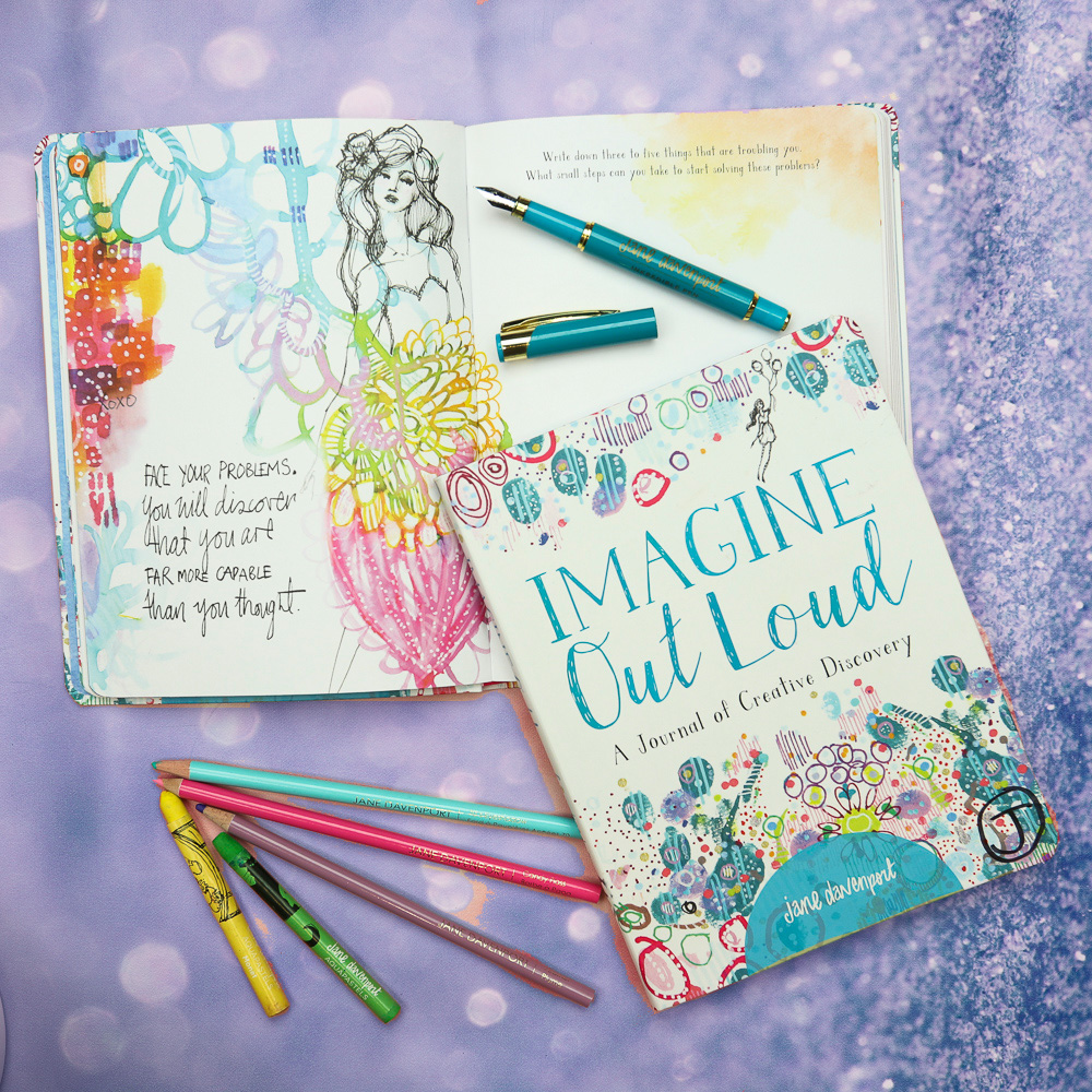 Jane Davenport Imagine Out Loud journal skrivebok med spørsmål