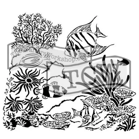 The Crafters Workshop TCW611 Aquarium sjablong 6x6 fisk