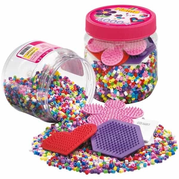 Hama Midi perler rosa boks 4000 stk med brett