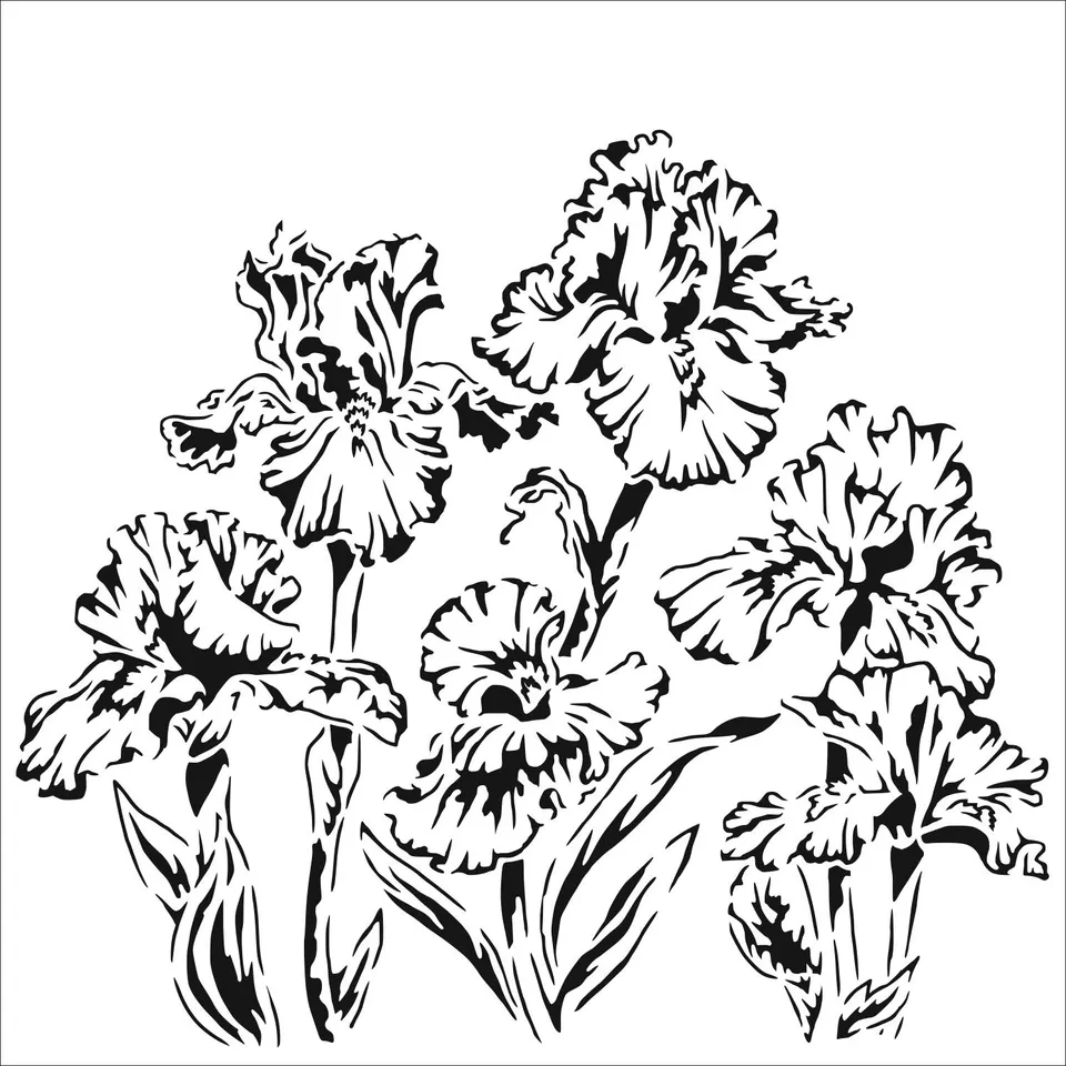 The Crafters Workshop TCW864 Irises sjablong 6x6 irisblomst
