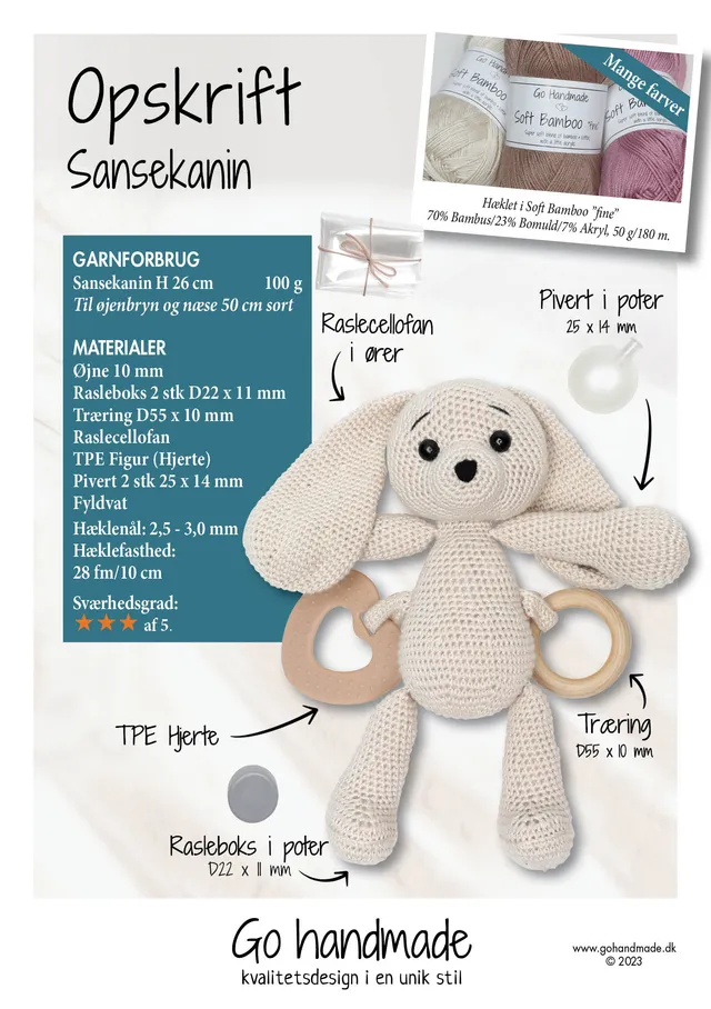 Go Handmade sansekanin heklesett 26 cm multifarget
