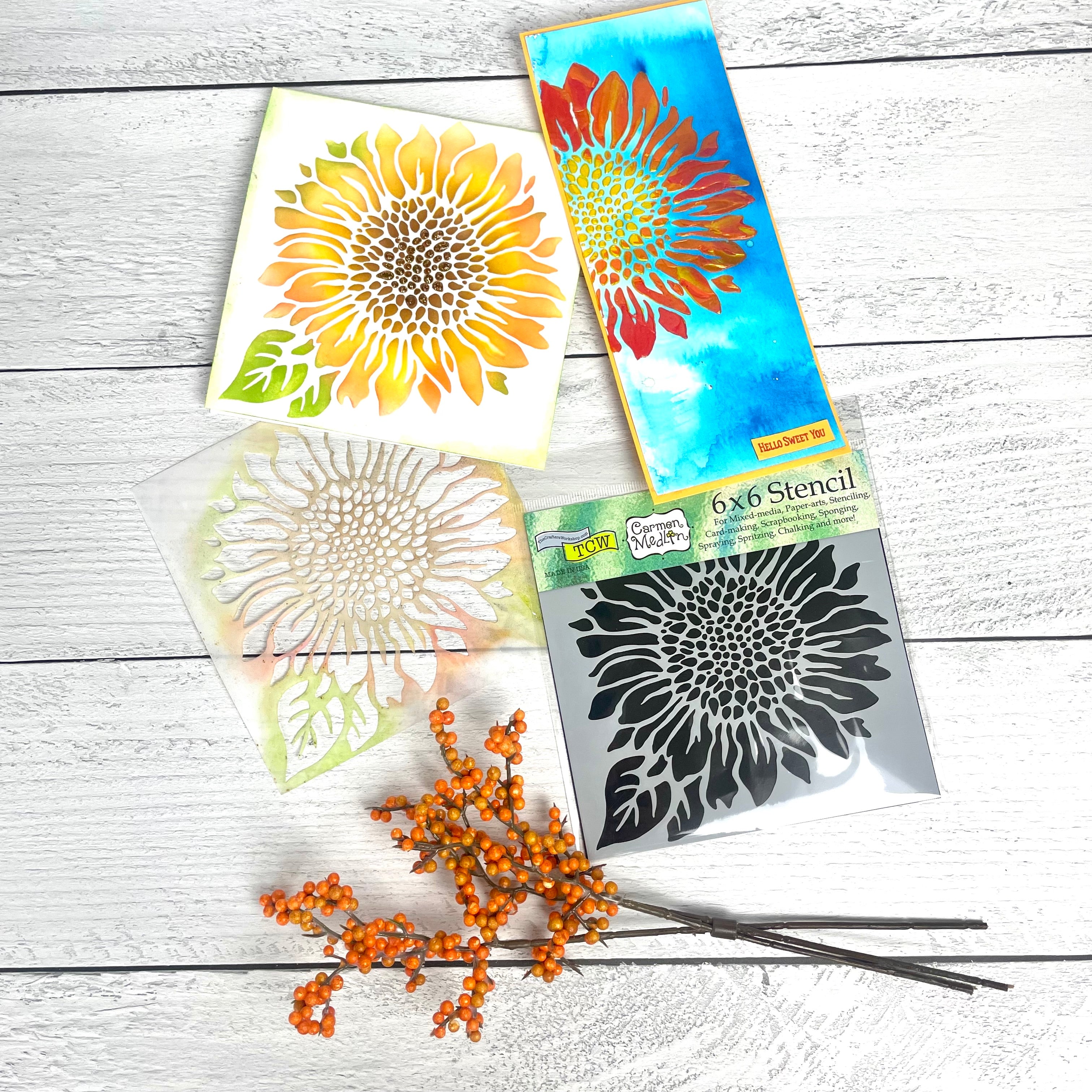 The Crafters Workshop TCW575 Joyful Sunflower sjablong 15x15