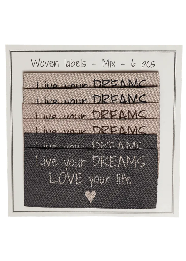 Go Handmade merkelapper Live your dreams 65x30 mm 6 stk