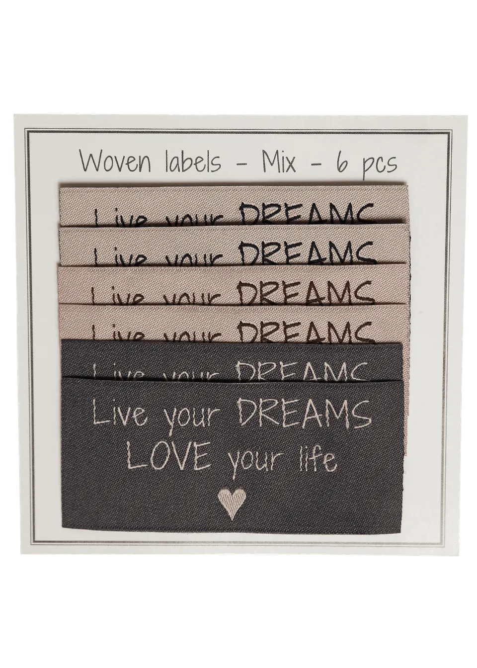 Go Handmade merkelapper Live your dreams 65x30 mm 6 stk