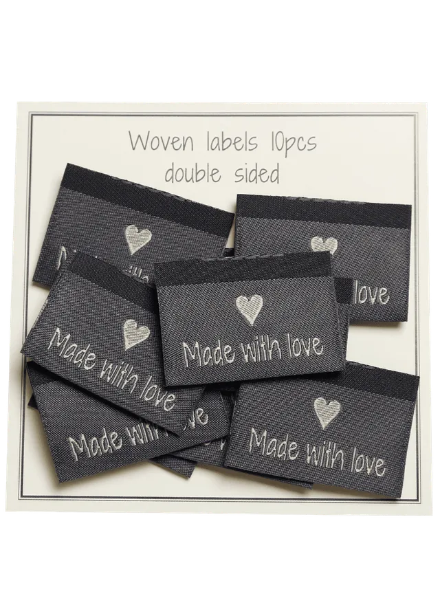 Go Handmade Made with Love merkelapp grå 10-pk