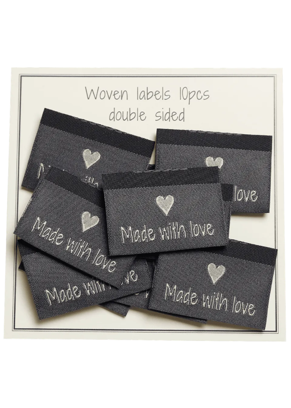 Go Handmade Made with Love merkelapp grå 10-pk