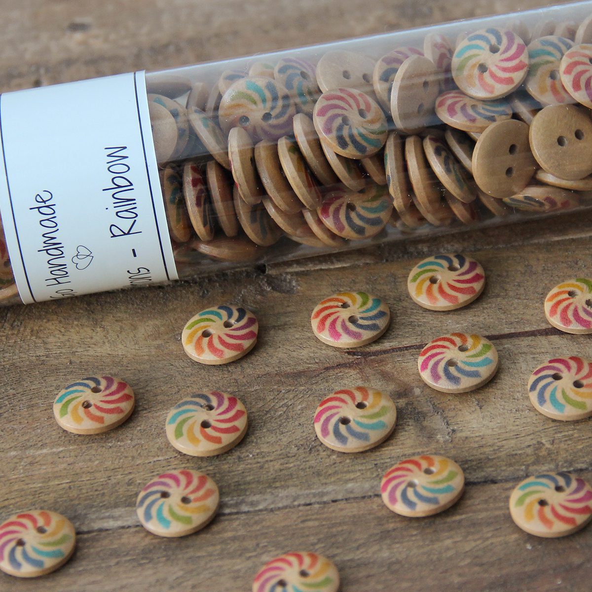 Go Handmade Rainbow knapper 15 mm 8 stk regnbue