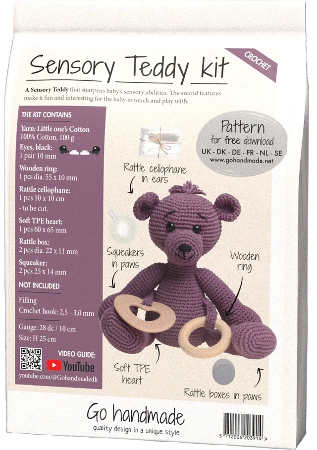 Go Handmade Sanse Teddy heklesett mørk lilla bomull