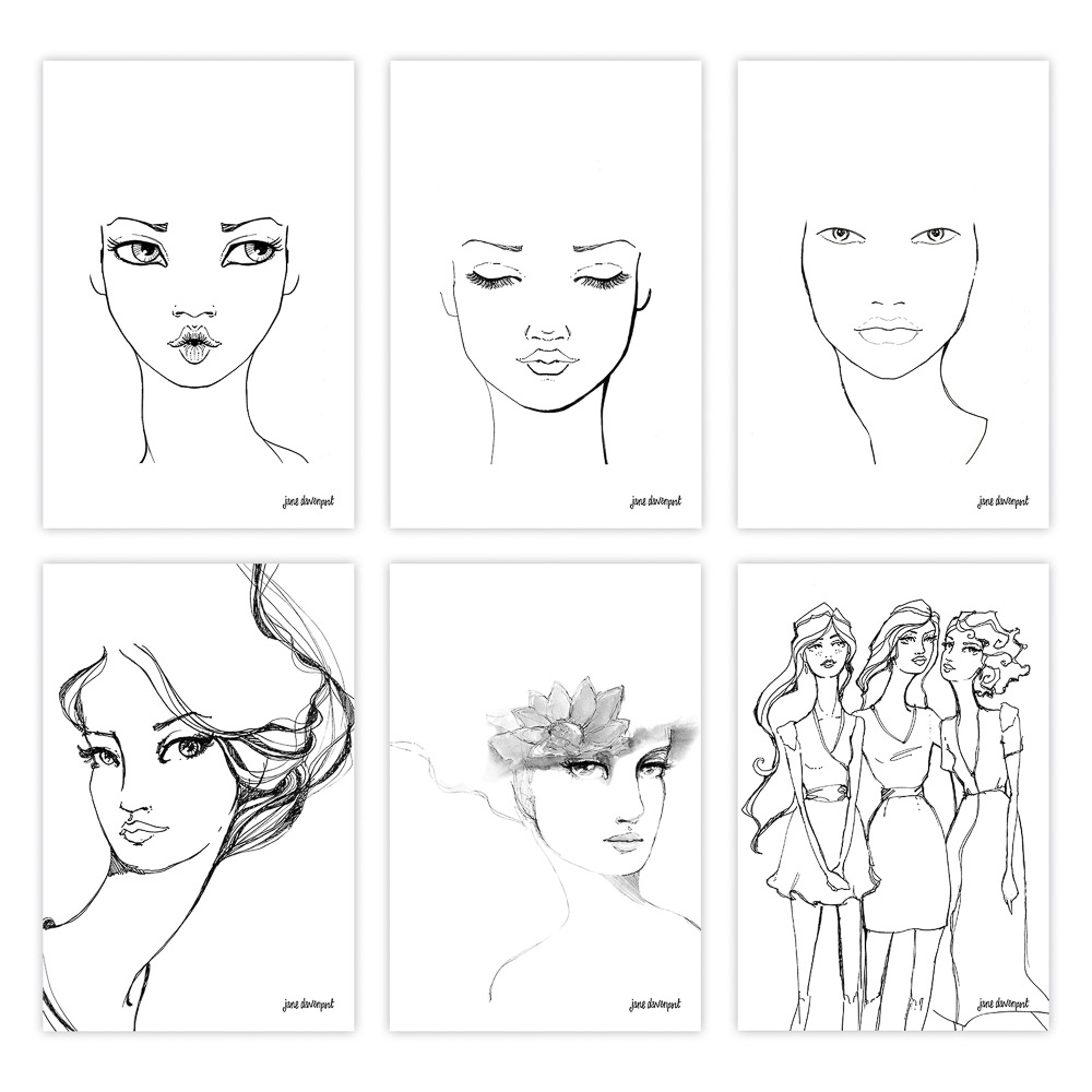 Jane Davenport Face Charts papirblokk ansiktsøving