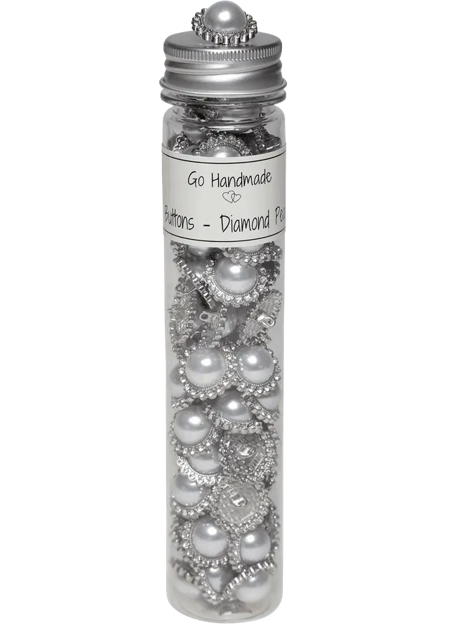 Go Handmade Diamond Pearl 21 mm knapper sølv 70 stk perlemor