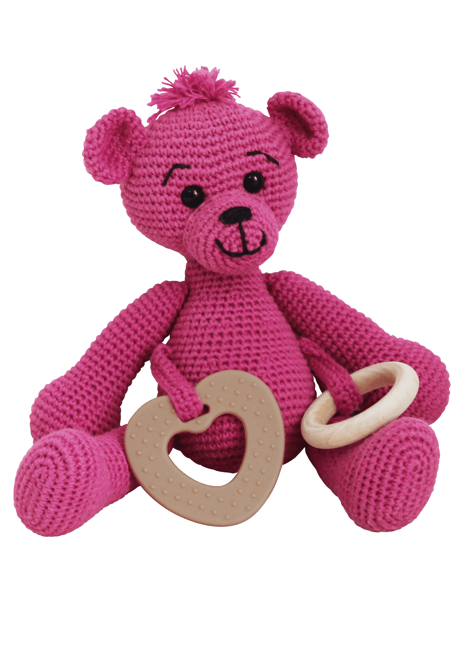 Go Handmade Sensory Teddy heklesett mørk rosa bomull
