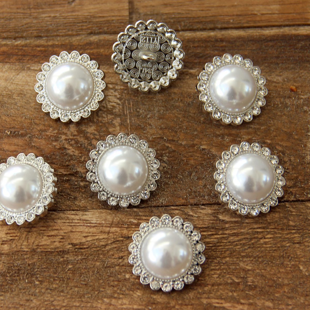 Go Handmade Diamond Pearl knapper 21 mm sølv 4 stk