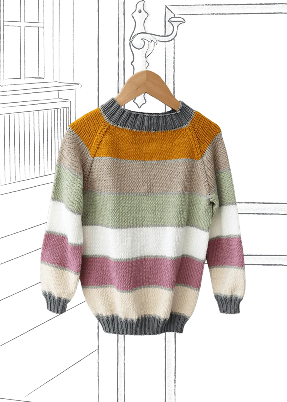 Go Handmade Amy Raglan Sweater strikkeoppskrift 1-12 år barn