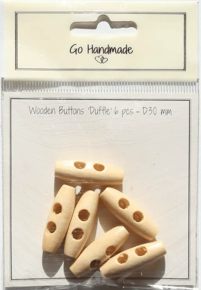 Go Handmade Duffle knapper 30 mm 6 stk natural