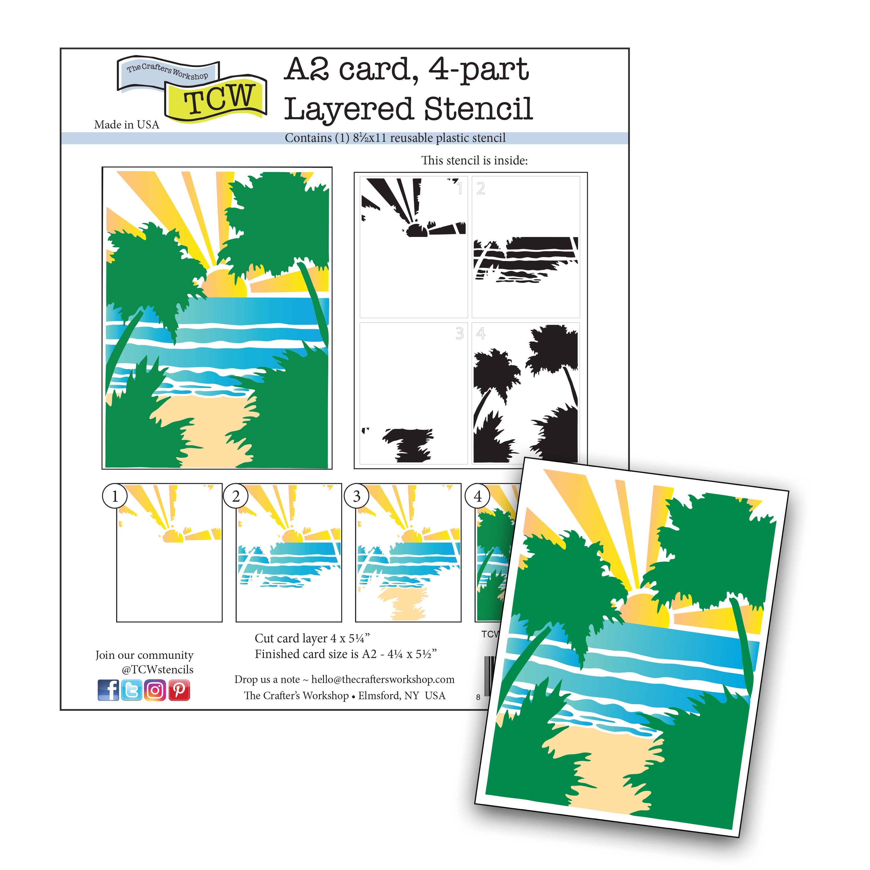 The Crafters Workshop TCW6066 Tropical Sunset sjablong A2 4 lag