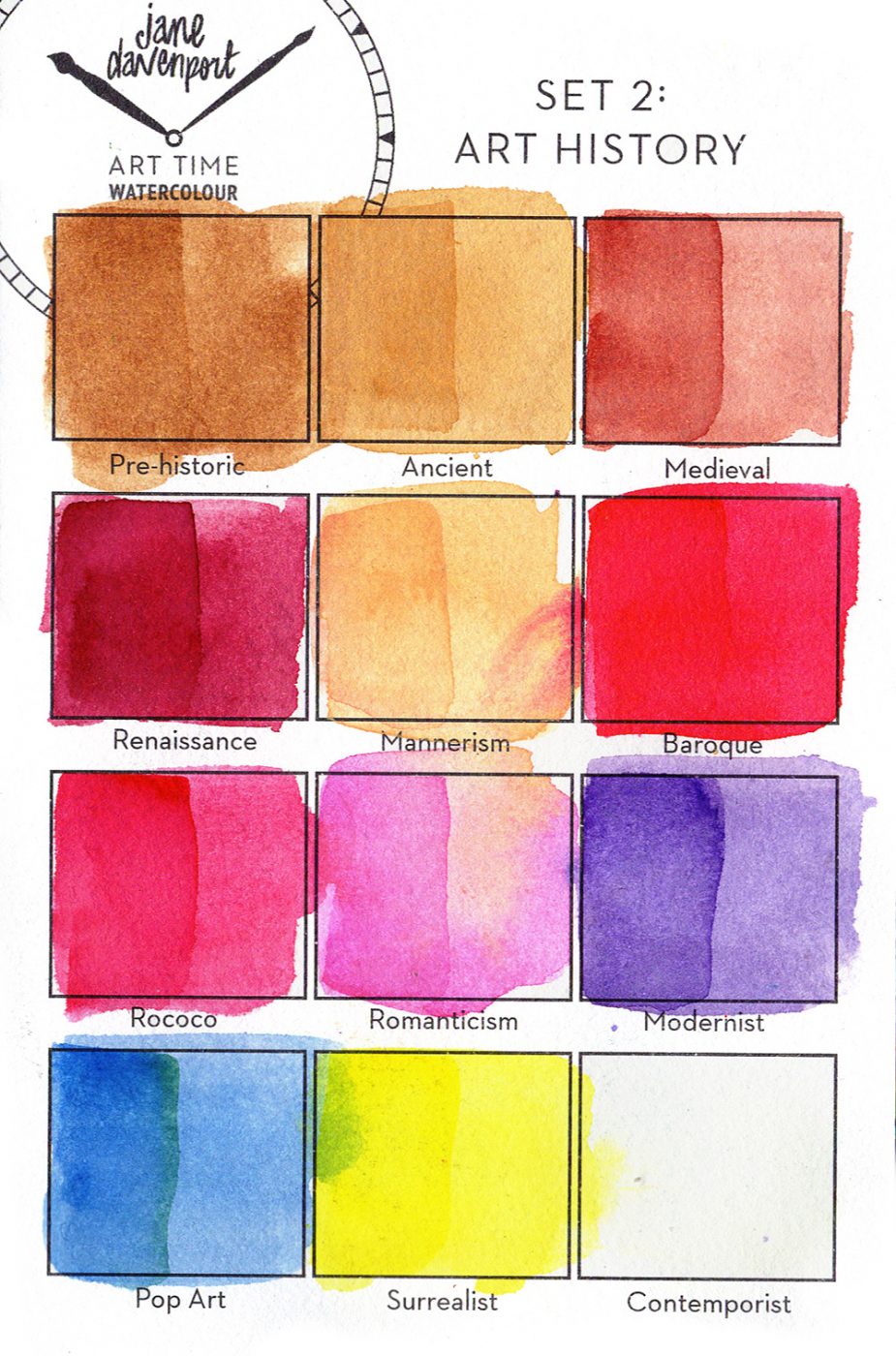 Jane Davenport Art Time Pocket akvarell tradisjonelle farger