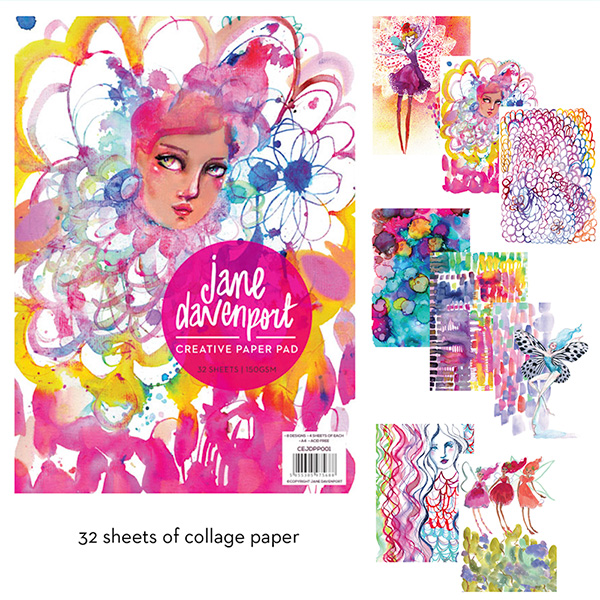 Jane Davenport Colour and Creative Collage Bundle papirsett fargerik