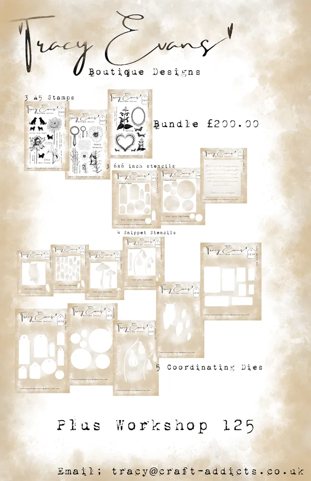 Tracy Evans Design B024 stempelbundle TE56-58 m/ dies