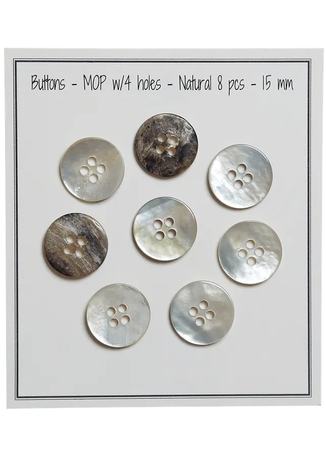 Go Handmade Mother of Pearl 15 mm knapper 8 stk perlemor