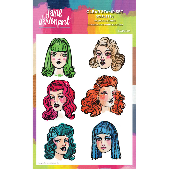 Jane Davenport Faces Stempel Sjablong bundle ansikter