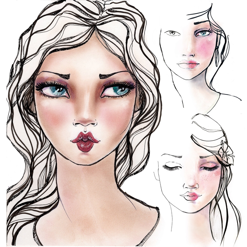 Jane Davenport Face Charts papirblokk ansiktsøving