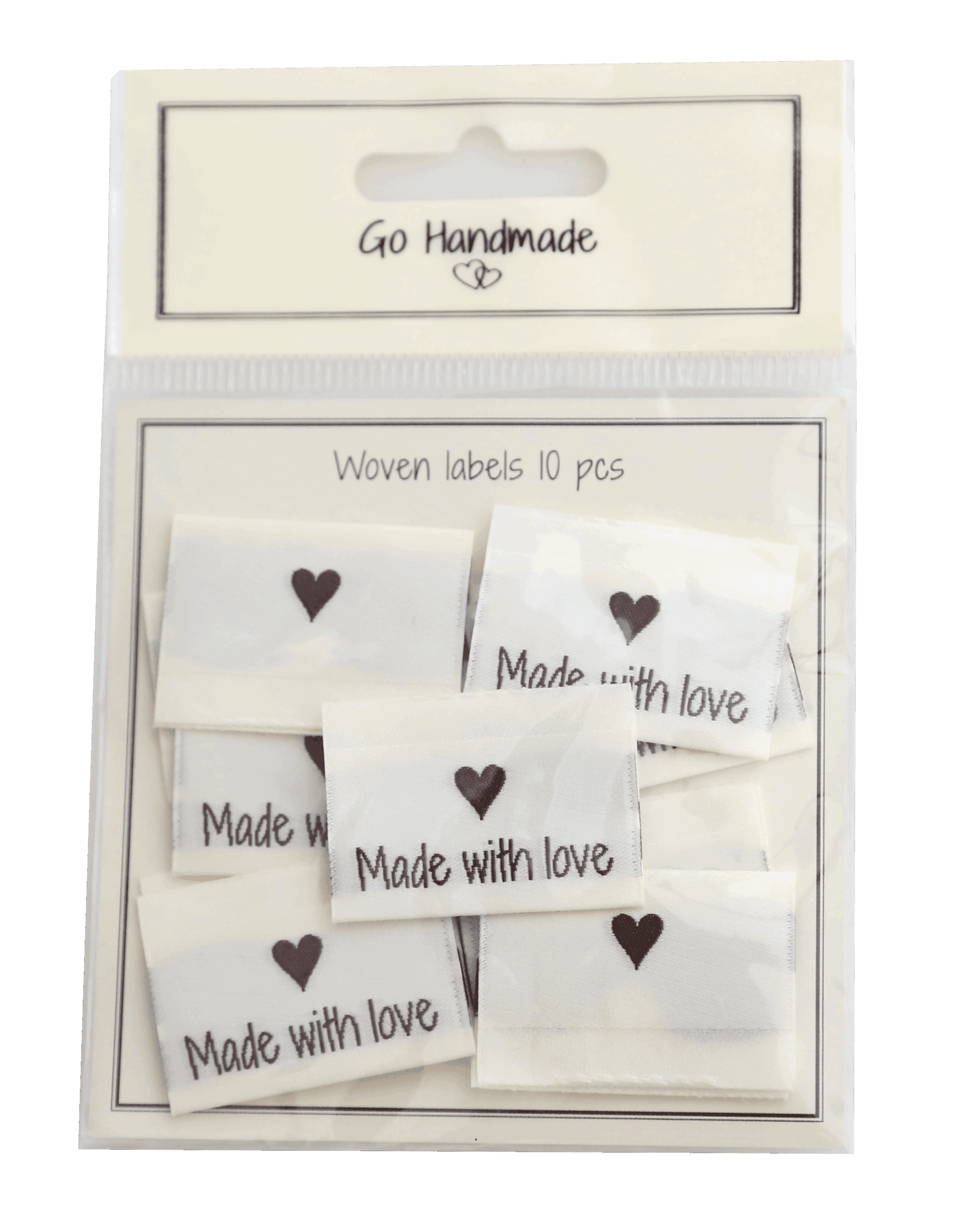 Go Handmade merkelapper vevd made with love 35x19 mm 10 stk