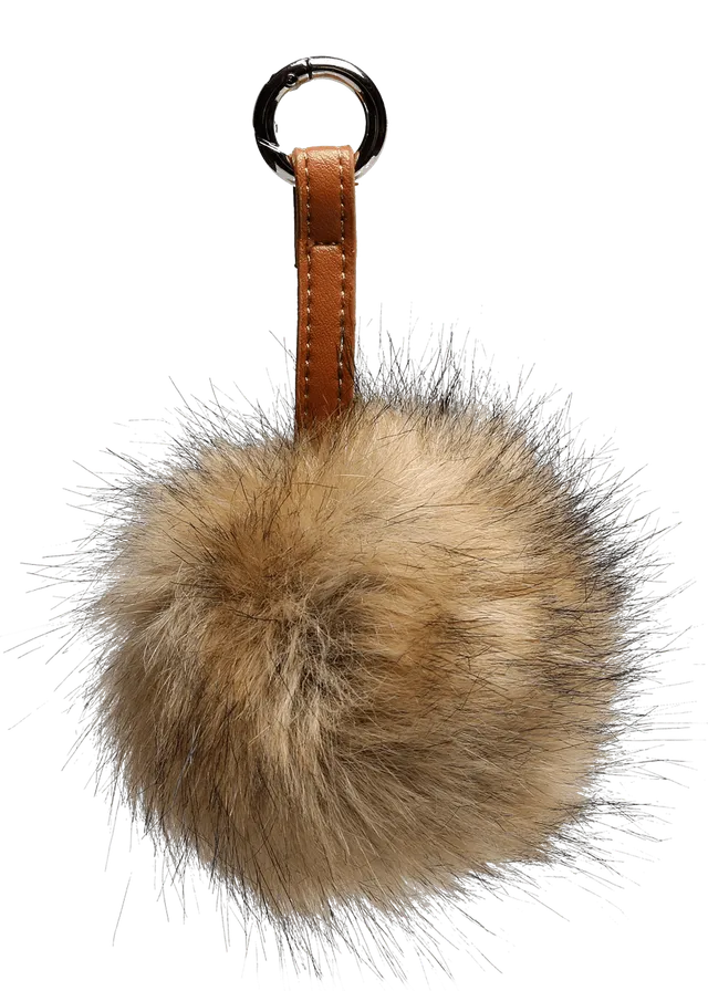Go Handmade pompon veskecharm 11 cm natur brun
