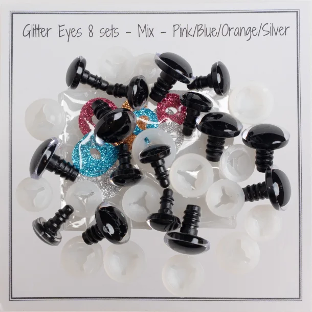 Go Handmade Glitter Eyes 20/25 mm sikkerhetsøyne 6 sett glitter