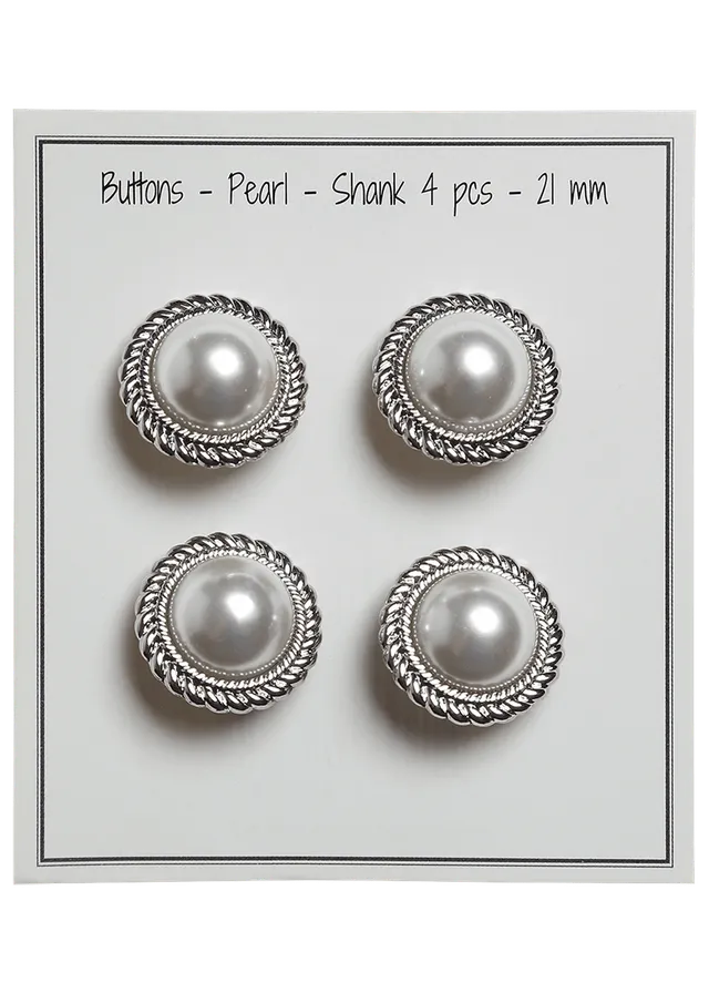 Go Handmade Pearl knapper sølv 21 mm 4 stk