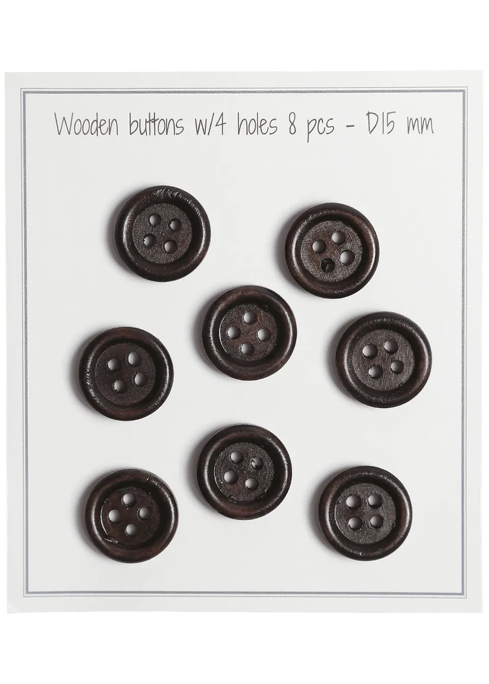 Go Handmade Round groove knapper 15 mm brune 8 stk