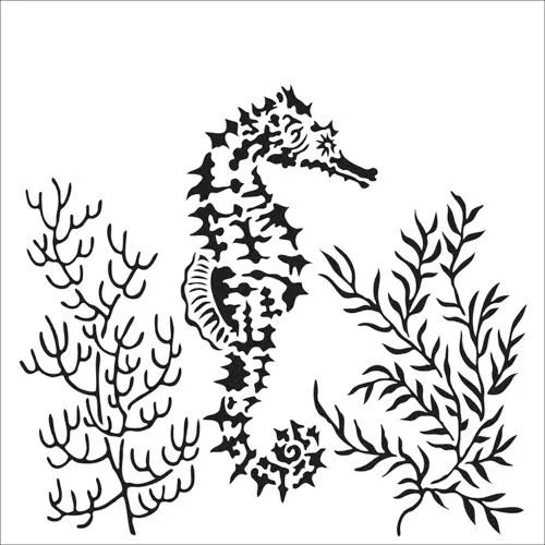 TCW TCW918 Seahorse sjablong 6x6 gjenbrukbar plast