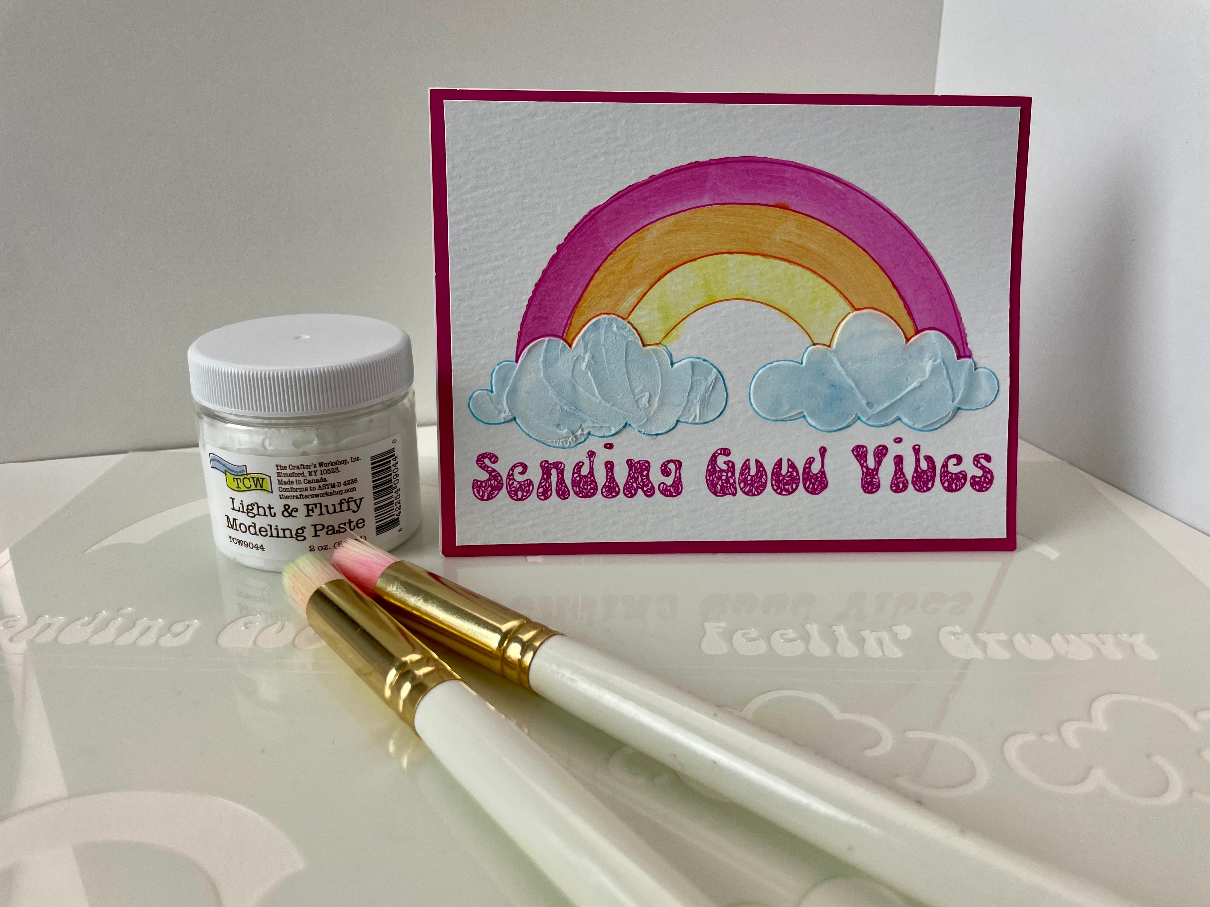 The Crafters Workshop TCW6069 sjablong Rainbow Vibes A2 lagdelt