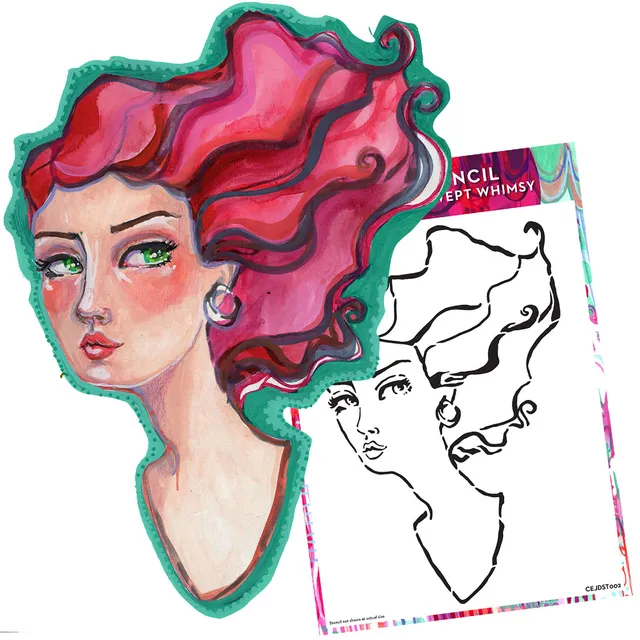 Jane Davenport Windswept Whimsy sjablong ansikt
